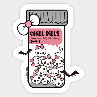 chill pills cute skull cartoon Sticker